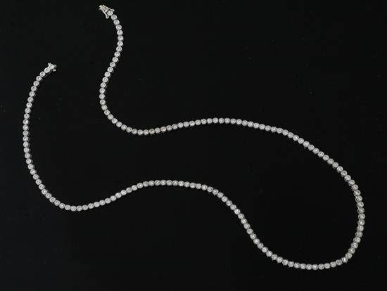 An Italian 18ct white gold and diamond line necklace, 41.5cm.
